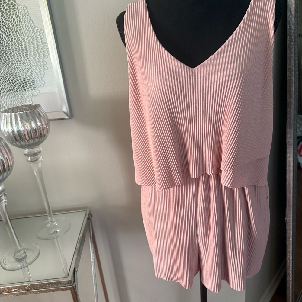 Pleated Pink Sleeveless romper
